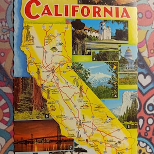 Salutations de Californie - carte postale vintage