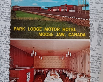 Park Lodge Motor Hotel & Prairie Sunset Dining Room - Moose Jaw - Saskathcewan, Canada - Vintage ansichtkaart