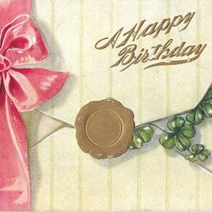 A Happy Birthday - Vintage Postcard