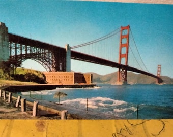 Fort Point & The Golden Gate Bridge - San Francisco, California - Vintage Postcard