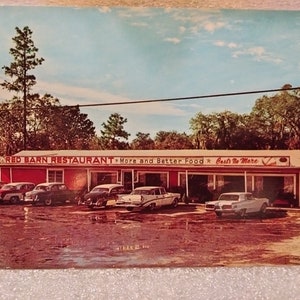 Cartão Postal Red Barn Restaurant - Lake City, Florida - Vintage