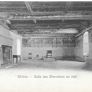 Chillon - Salle des Chevaliers en 1439 - Suisse - Carte postale vintage