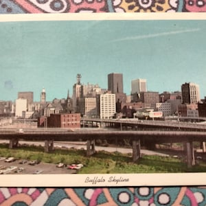 Cartão Postal Buffalo Skyline, Nova Iorque - Vintage de 1974