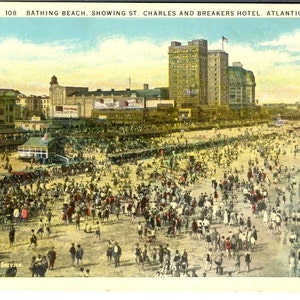 Bathing Beach - Atlantic City - New Jersey - Vintage Postcard