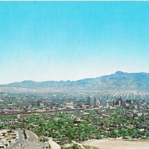 Deux villes - Deux pays - El Paso, Texas - Juarez, Chihuahua - Vieux Mexique - carte postale vintage
