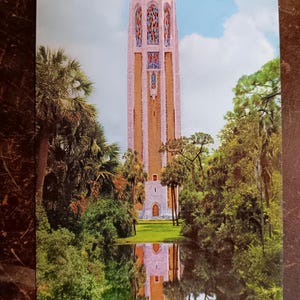 Thr Mountain Lake Singing Tower  - Vintage Postcard
