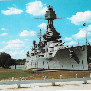 Das Schlachtschiff Texas - San Jacinto Schlachtfeld - Houston, Texas - Vintage Postkarte