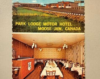 Park Lodge Motor Hotel & Prairie Sunset Dining Room - Moose Jaw - Saskathcewan, Canada - Vintage ansichtkaart