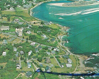 Luchtfoto van Israëls hoofd met marginale weg - Ogunquit, Maine - Vintage ansichtkaart uit 1969