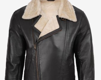 Men’s Brown Shearling Aviator B3 Style Shearling ww2 bomber Coat Christmas Gift For Him