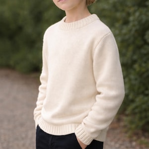 Kids Sweater Knitting Pattern, Beginner Knit Pullover, Minimalist Child Sweater, Drop Shoulder Crewneck, image 2