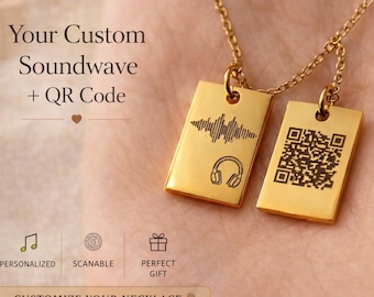 Colar com código de música personalizado – Pingente musical gravado em prata ou ouro | Joia personalizada com código do Spotify, presente musical exclusivo para ele ou para ela