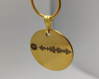 Personalised Spotify Code Necklace • Custom Music Pendant • Engraved Scannable Song Jewellery • Silver, Gold & Rose Gold Gift