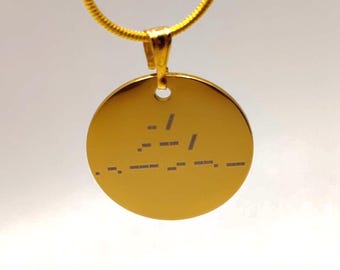 Collar con disco de código Morse / Colgante de oro, plata u oro rosa / Collar con mensaje secreto / Joyería minimalista con código Morse