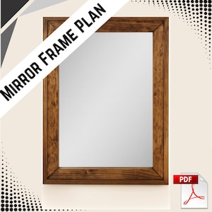 May include: A rectangular mirror with a dark brown wooden frame. The text "MIRROR FRAME PLAN" is printed diagonally across the top left corner. A PDF icon is in the bottom right corner.