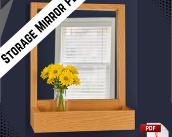 Storage Mirror Plan PDF | DIY Hidden Storage Mirror Cabinet | Wall Mounted Organizer | Woodworking Plan | Digital PDF Download