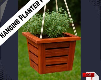 Hanging Planter Plan PDF | DIY Wooden Hanging Plant Holder | Indoor/Outdoor Woodworking Plan | Digital Download