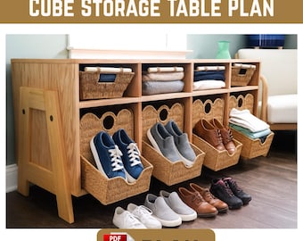 Cube Storage PDF Plan | DIY Woodworking Cubby Shelf | Modular Storage Unit Blueprint | Digital Download
