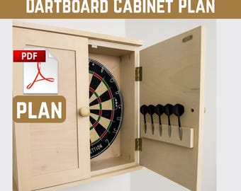 Dartboard Cabinet Plan | Wall Mounted Game Cabinet PDF | DIY Wooden Dart Case Blueprint