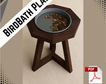 Birdbath Storage Plan PDF | DIY Wooden Birdbath with Storage | Garden Woodworking Plan | Outdoor Decor Project | Digital Download