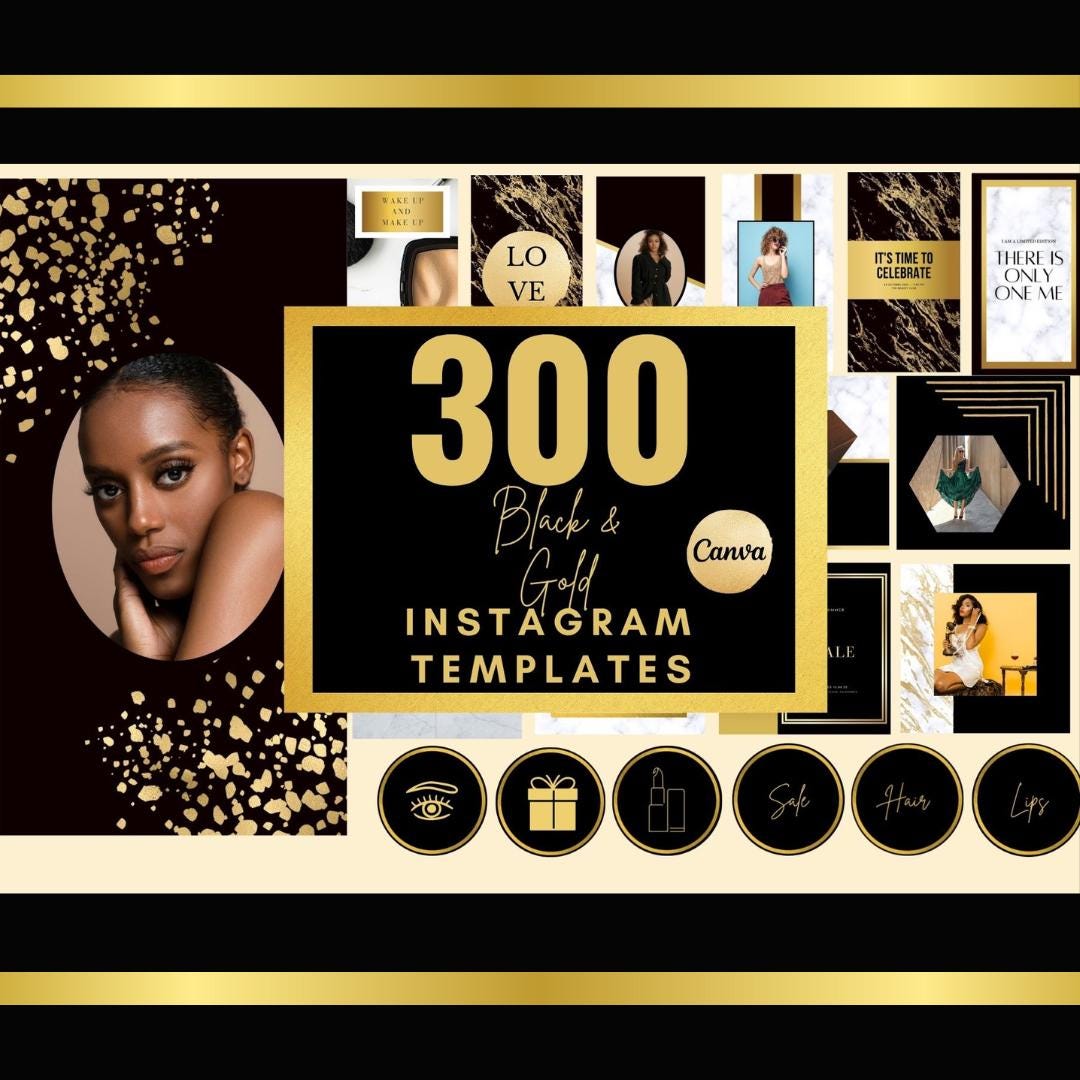 Luxury Black and Gold Instagram Templates, Editable Canva Designs ...