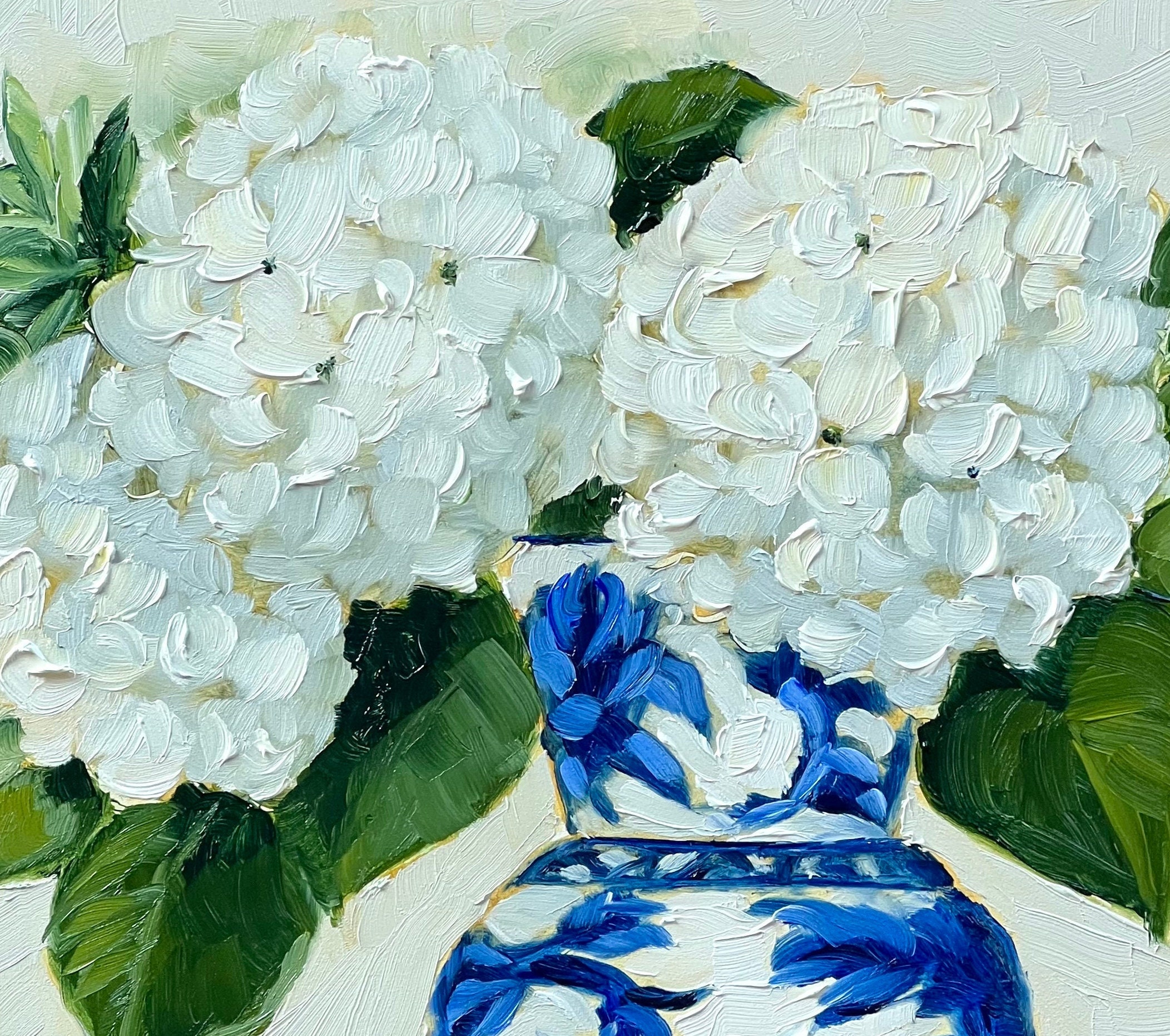Original Oil Painting White Hydrangeas in Blue and White Etsy