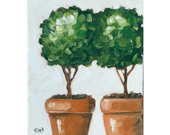 Original Topiary Art: Still Life Painting on Canvas (8x10)