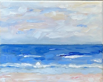 original painting: Mini seascape painting on canvas ,  small coastal art, 8 x 10”  ocean, sea, California art