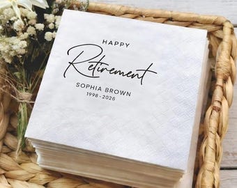 Happy Retirement Napkins: Foil Stamped Cocktail Party Decor