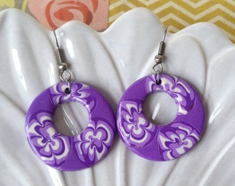 Polymer clay earrings, Flower earrings, Earrings women, Clay earrings, Lilac earrings, Christmas gift, Gift for her, Gift for woman