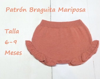Butterfly Panties Pattern Size 6-9 Months. Knitted baby diaper cover