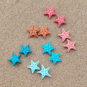 Starfish earrings. Summer earrings. Ocean earrings. Star earrings. Polymer clay. Handmade earrings