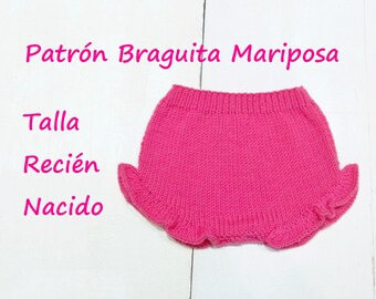 Butterfly Panties Pattern Newborn Size. Knitted baby diaper cover