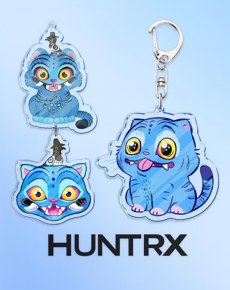 Buy Cartoon Huntrix Saja Boys Derpy Tiger Acrylic Keychains Ring Double ...