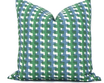 Outdoor Christopher Farr Green Blue Cremaillere Decorative Pillow Covers 18x18, 20x20 or 22x22, 24x24, 26x26 or lumbar pillow Raoul Dufy