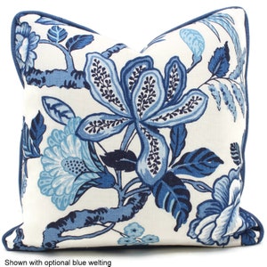 Schumacher Pillow Cover Timothy Corrigan Blue Huntington Gardens Decorative Pillow Cover, Toss Pillow, Throw Pillow, Accent Pillow