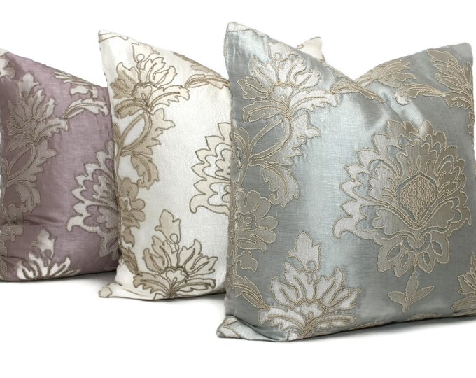 Embroidered Silk Pillow Cover 18x18 20x20 22x22 Eurosham or Etsy