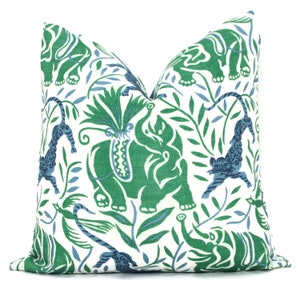 Outdoor Christopher Farr Green Blue Le Jungle Decorative Pillow Covers 18x18, 20x20 or 22x22, 24x24, 26x26 or lumbar pillow Raoul Dufy
