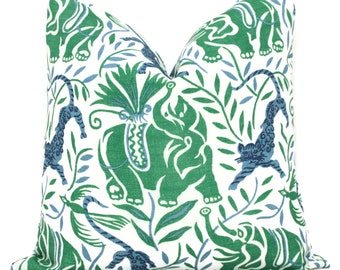 Outdoor Christopher Farr Green Blue Le Jungle Decorative Pillow Covers 18x18, 20x20 or 22x22, 24x24, 26x26 or lumbar pillow Raoul Dufy