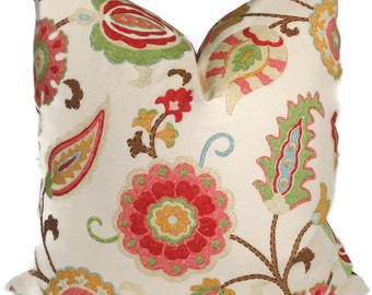 Spring Colors Jacobean Floral  Decorative Pillow Cover 20x20