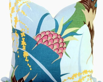 Schumacher Peacock Ananas Decorative Pillow Covers 18x18, 20x20, 22x22, 24x24, 24x24, 26x26 or lumbar pillow cover, pineapple sham