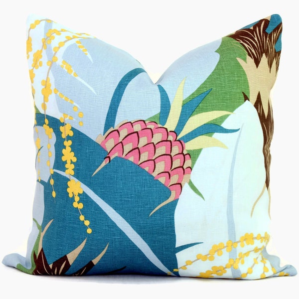 Schumacher Peacock Ananas Decorative Pillow Covers 18x18, 20x20, 22x22, 24x24, 24x24, 26x26 or lumbar pillow cover, pineapple sham