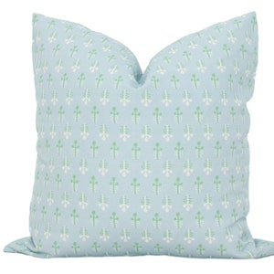 Soft blue and green Lance Motif Decorative Pillow Cover, Throw Pillow, Accent Pillow, Pillow Sham  floral stripe Danika Herrick