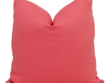 Solid Linen Pillow Cover: Coral Decorative Throw Pillow