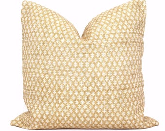 Sister Parish Burma Pillow Cover: Raffia Tan & White Cotton Linen