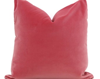 Coral Pink Velvet Pillow Decorative  Pillow Cover  pillow, Throw pillow
