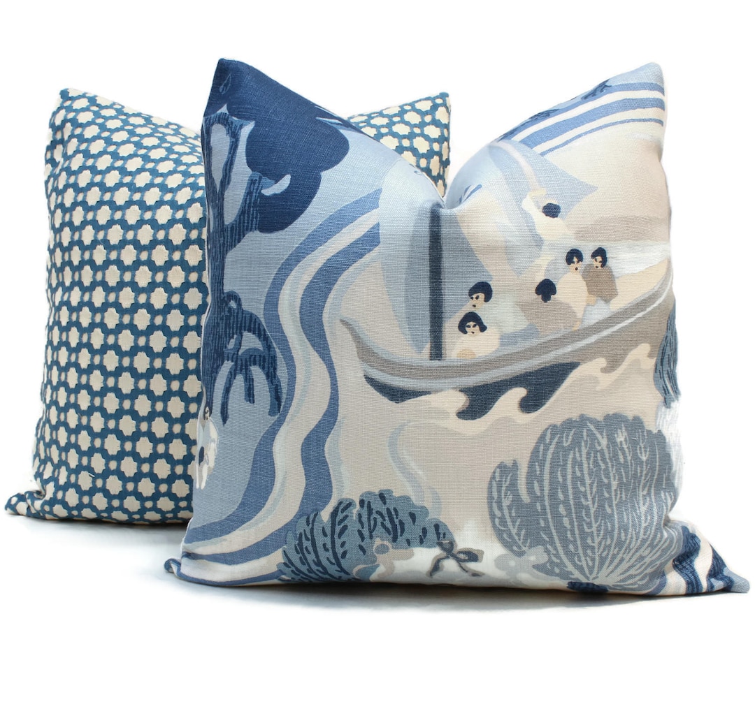 Schumacher Chinoiserie Pillow Cover: Pearl River Blues Decorative Throw ...