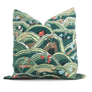 Schumacher Green Rolling Hills Decorative Pillow Cover 18x18, 20x20, 22x22, 24x24, Eurosham or Lumbar Pillow, throw pillow, toss pillow