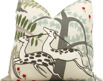 Schumacher Antelopes Decorative Pillow Covers  lumbar pillow, Paul Poiret