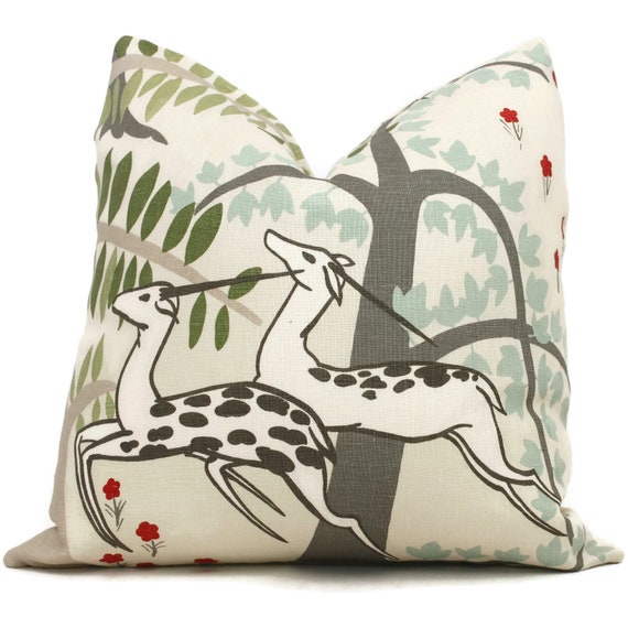 Schumacher Antelopes Decorative Pillow Covers Lumbar Pillow Etsy